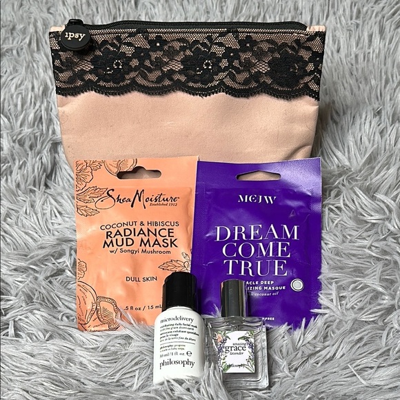 IPSY & Philosophy Bundle: Elegant Lace Ipsy Pouch PHILOSOPHY Face Wash & Spray + - Picture 2 of 8